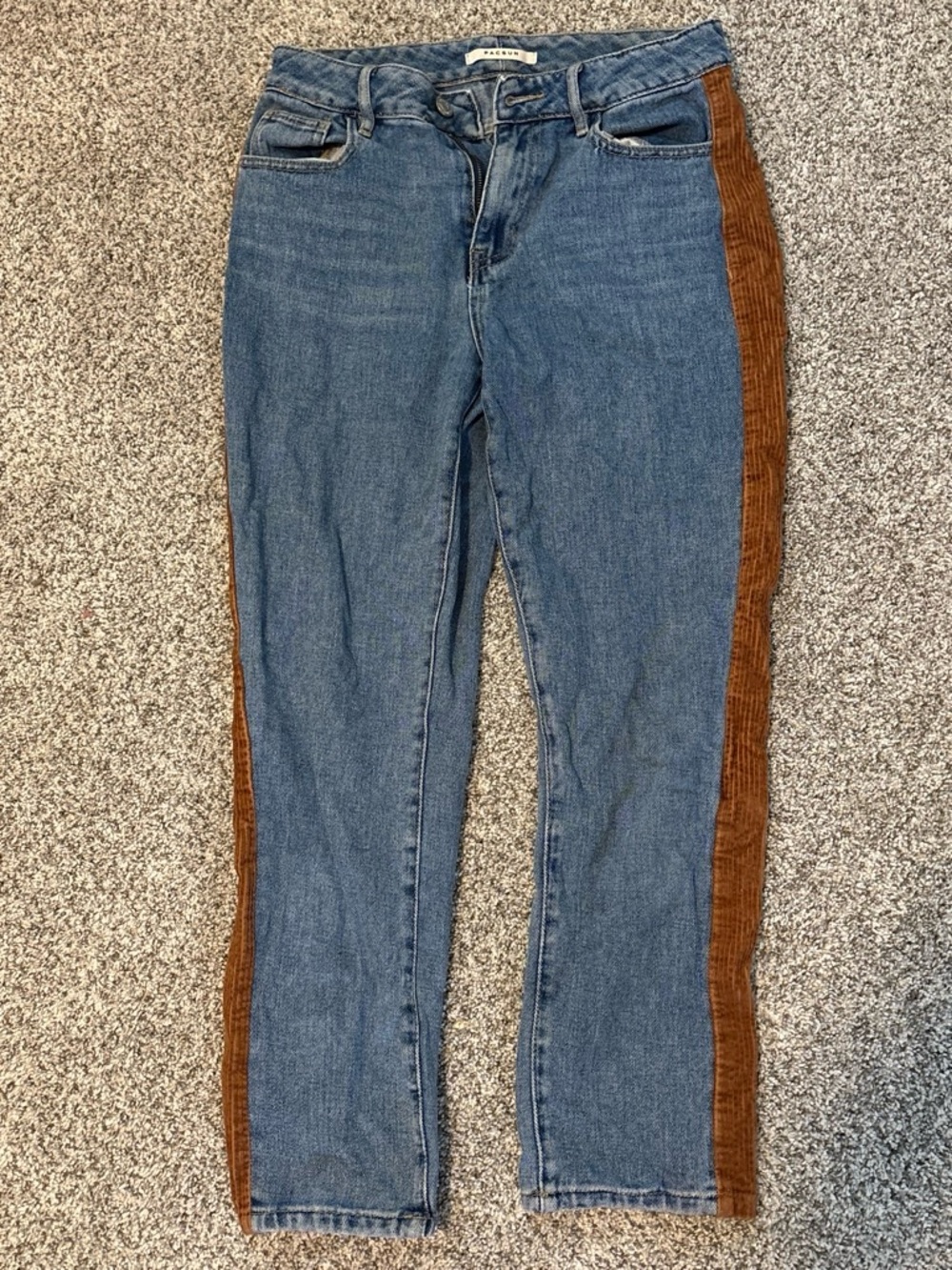 Pacsun Denim Jeans with Brown Corduroy Side Panels - Women